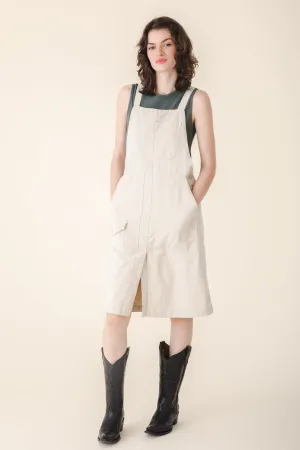Canvas Overall Dress in Oyster