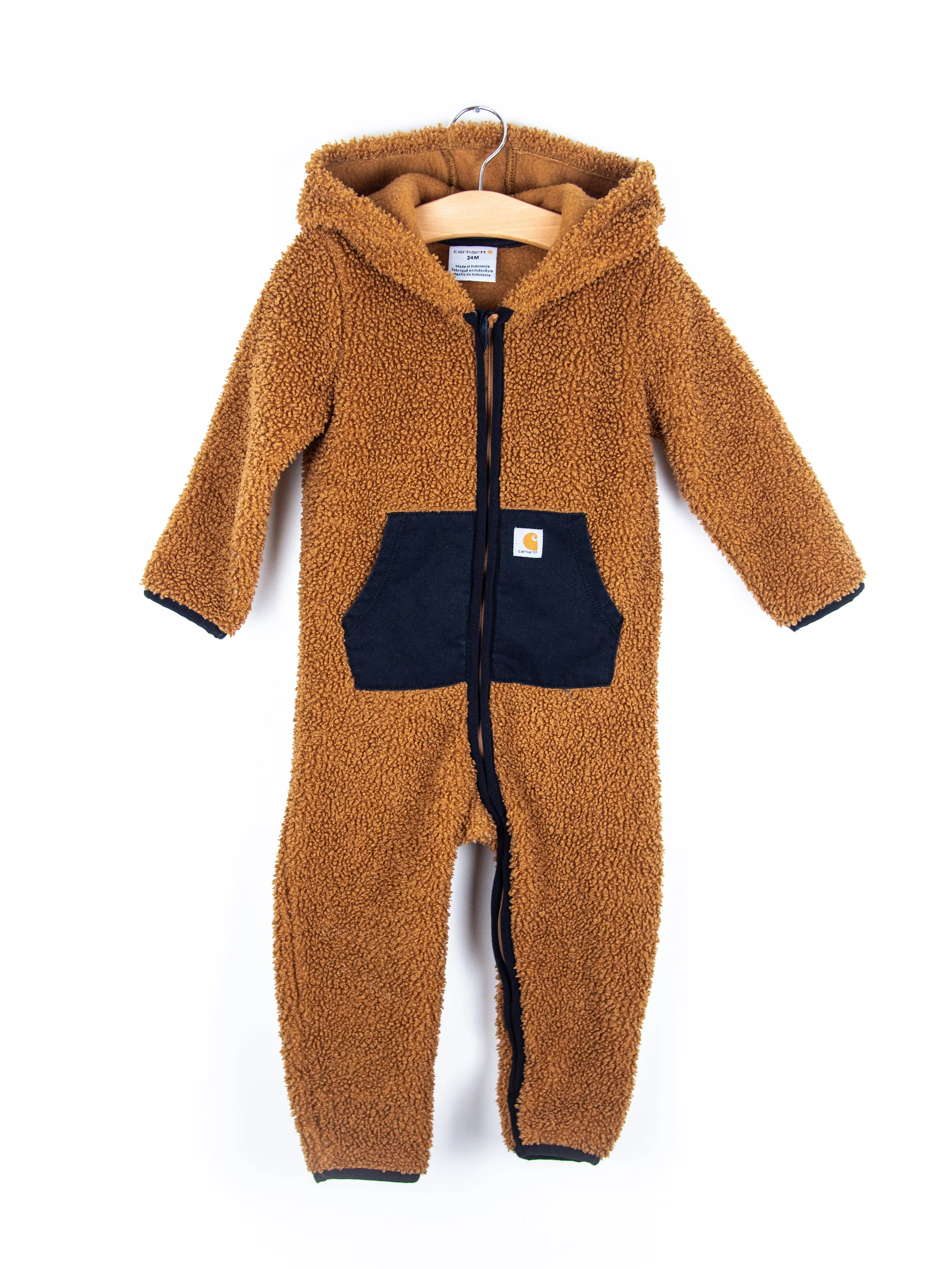 Carhartt Brown Teddy Fleece Snowsuit - Age 18-24 months