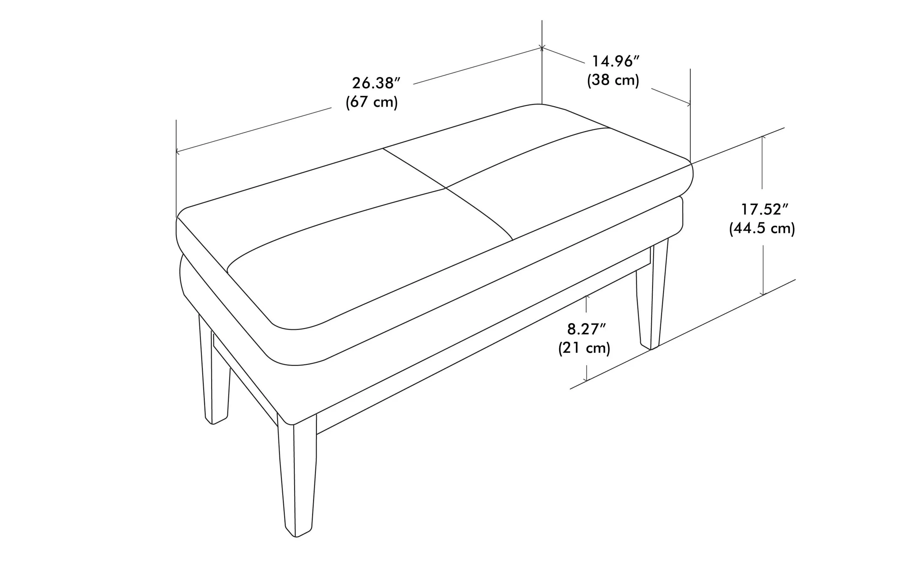 Carlson Small Ottoman Bench Distressed Vegan Leather