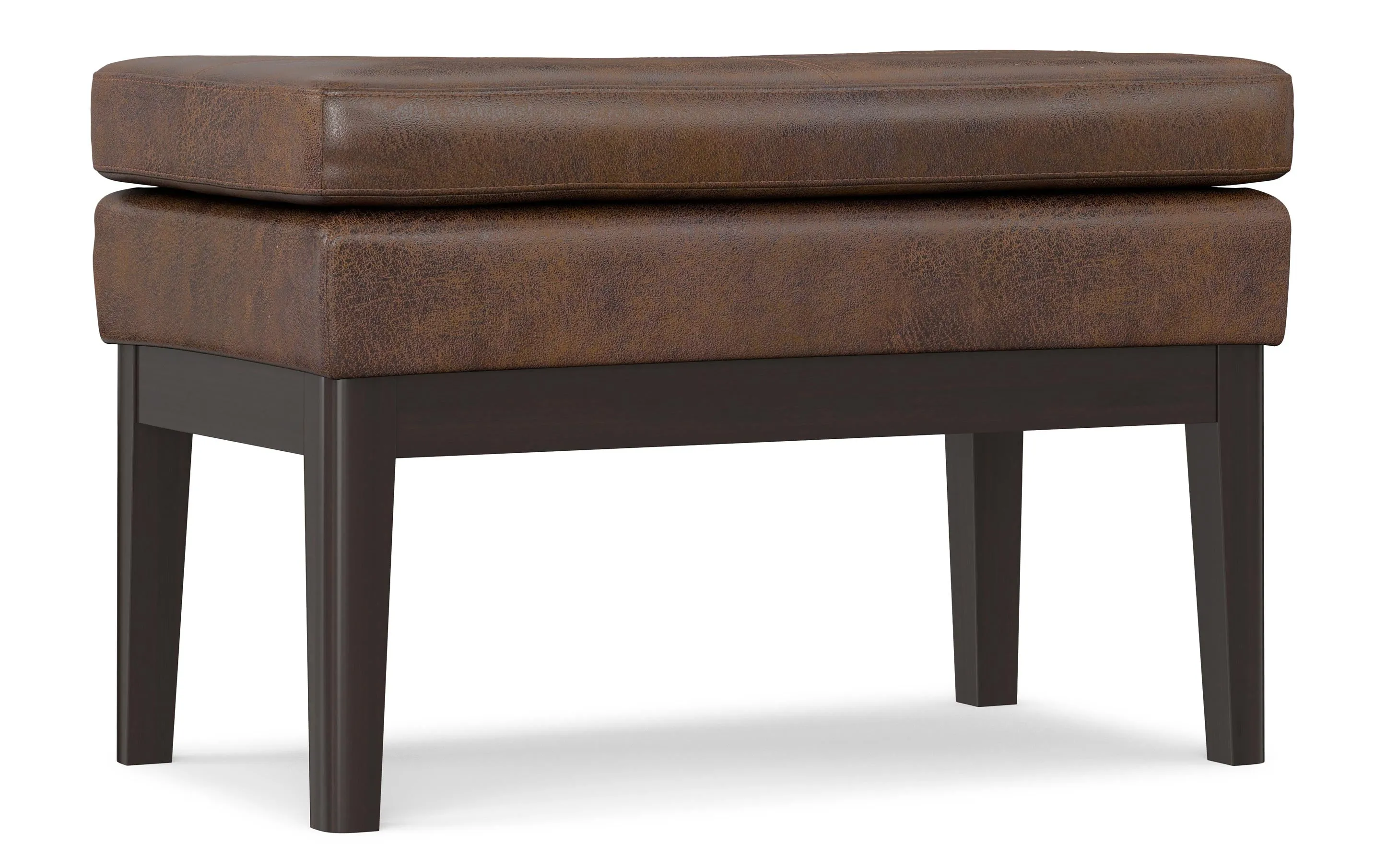 Carlson Small Ottoman Bench Distressed Vegan Leather