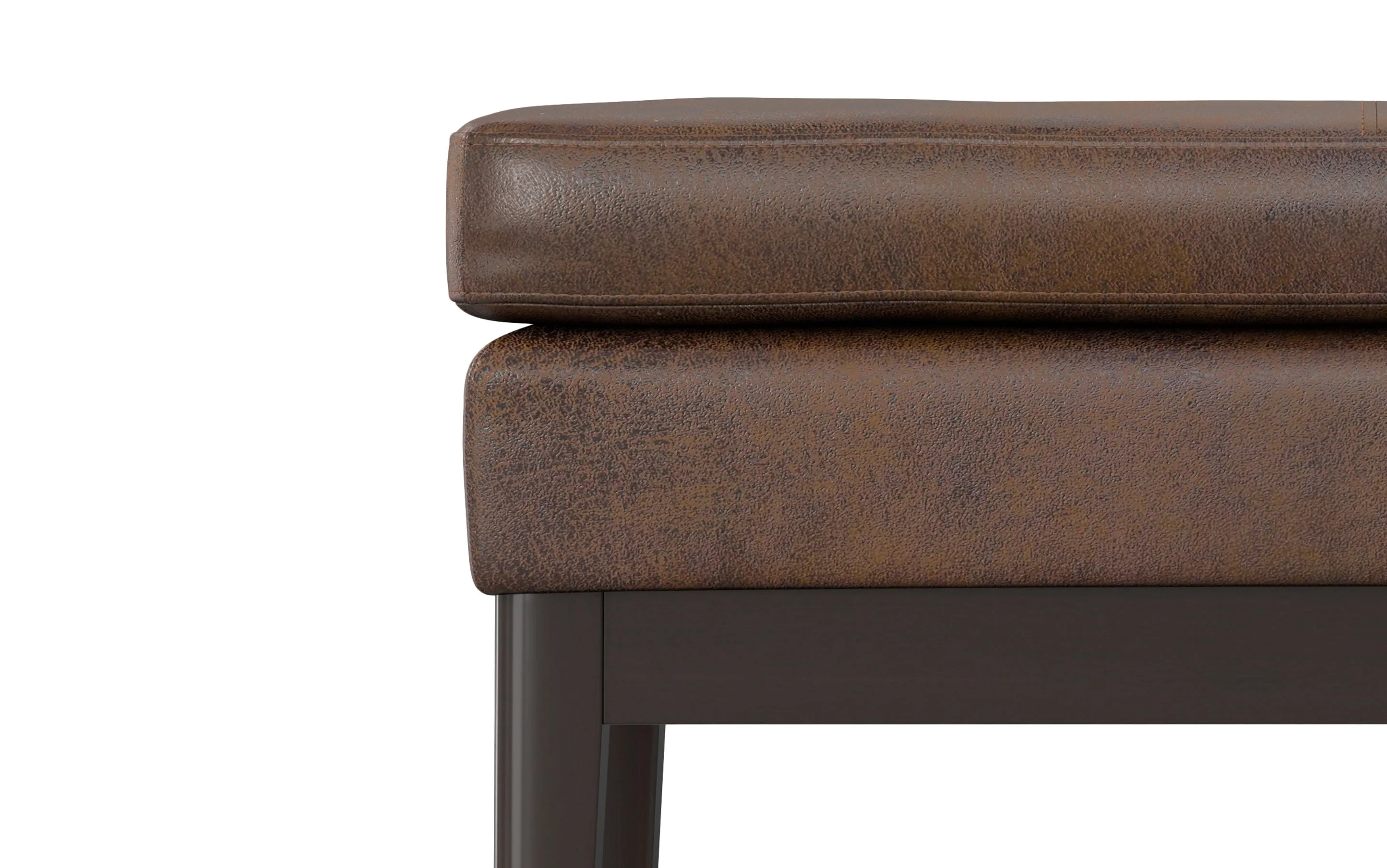 Carlson Small Ottoman Bench Distressed Vegan Leather