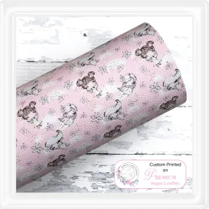 Christmas Angels Vegan Faux Leather ~ Pink