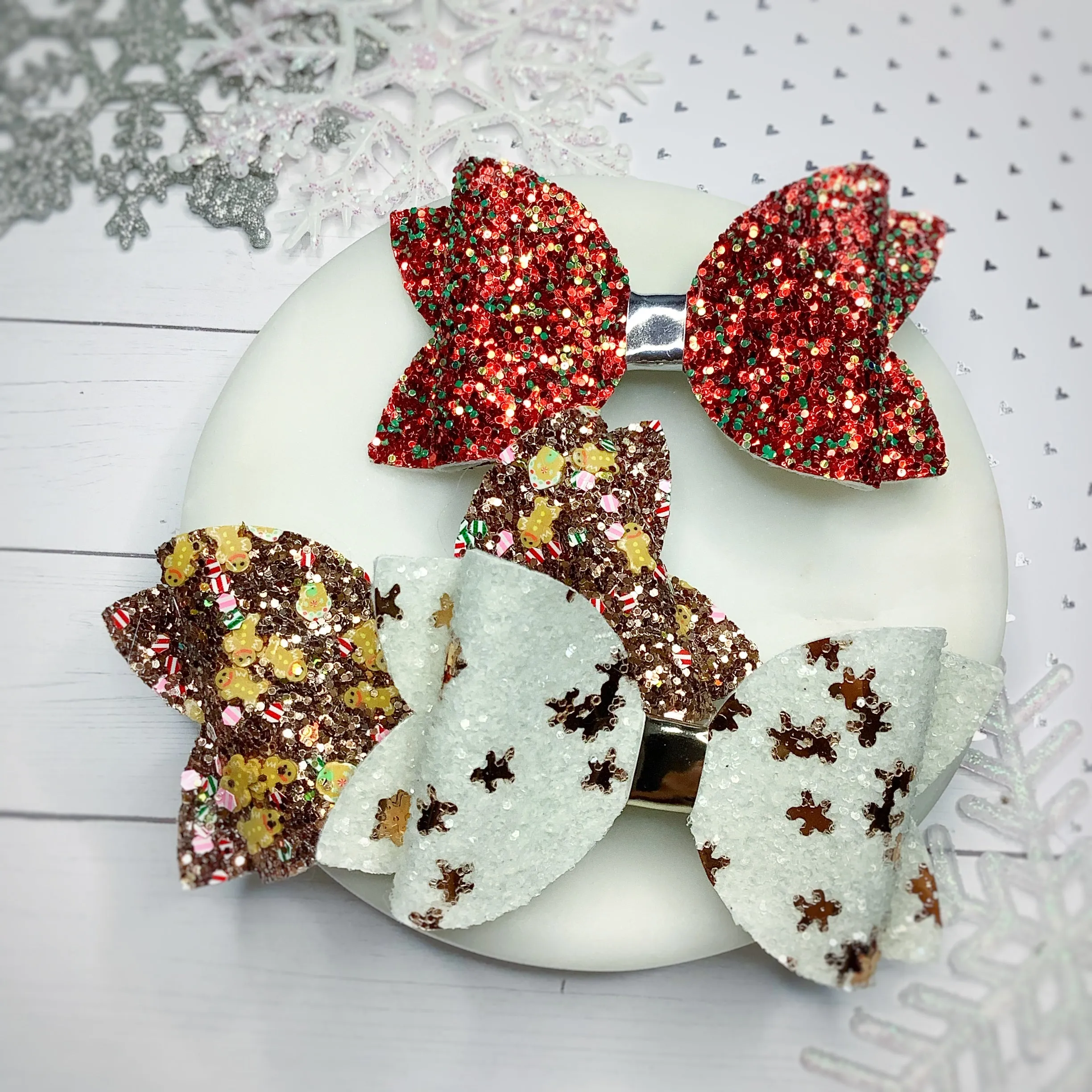 Christmas Glitters Faux Leather Bow Collection