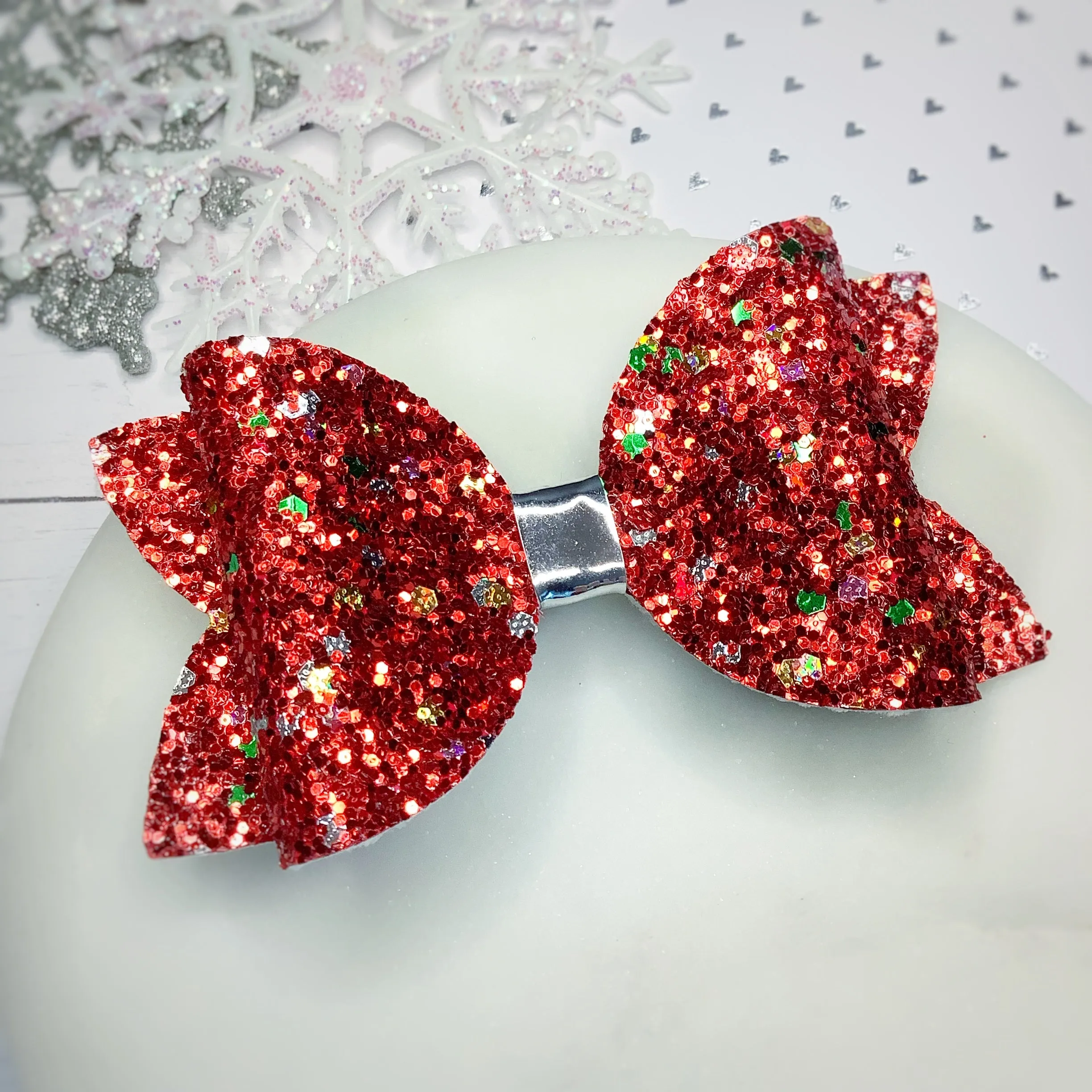 Christmas Glitters Faux Leather Bow Collection