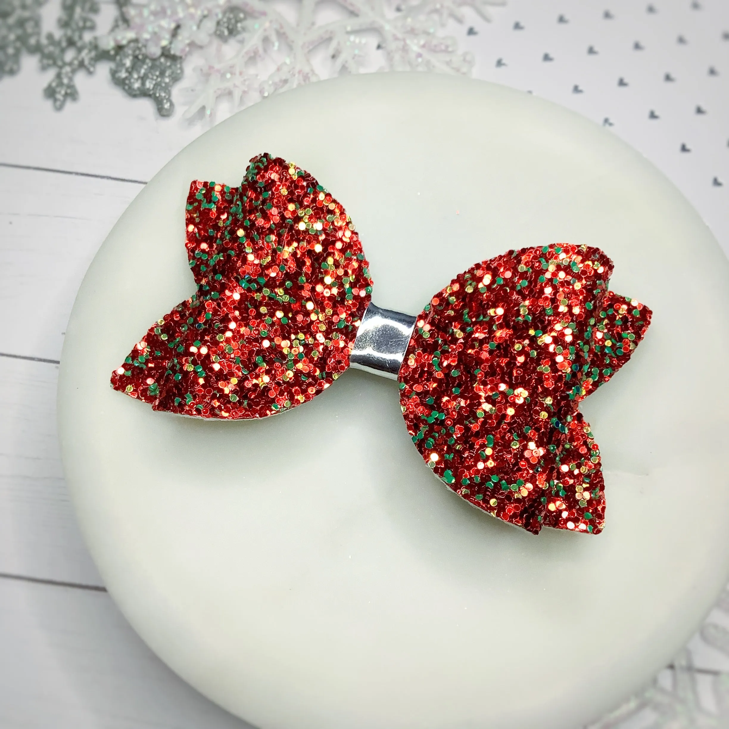 Christmas Glitters Faux Leather Bow Collection