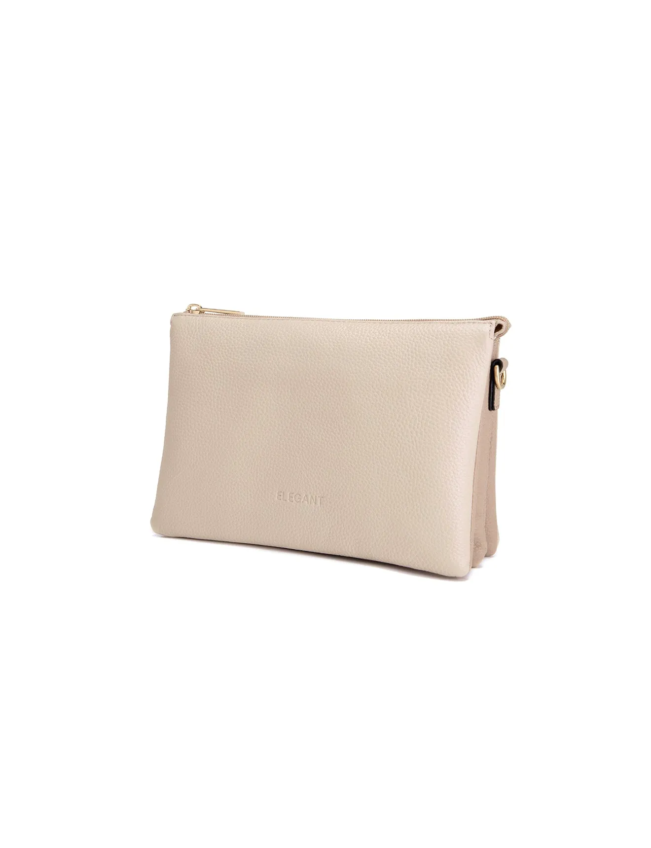 CLEO TRIPLE COMPARTMENT LEATHER XBODY BAG - E1-0841-IVORY/PUTTY