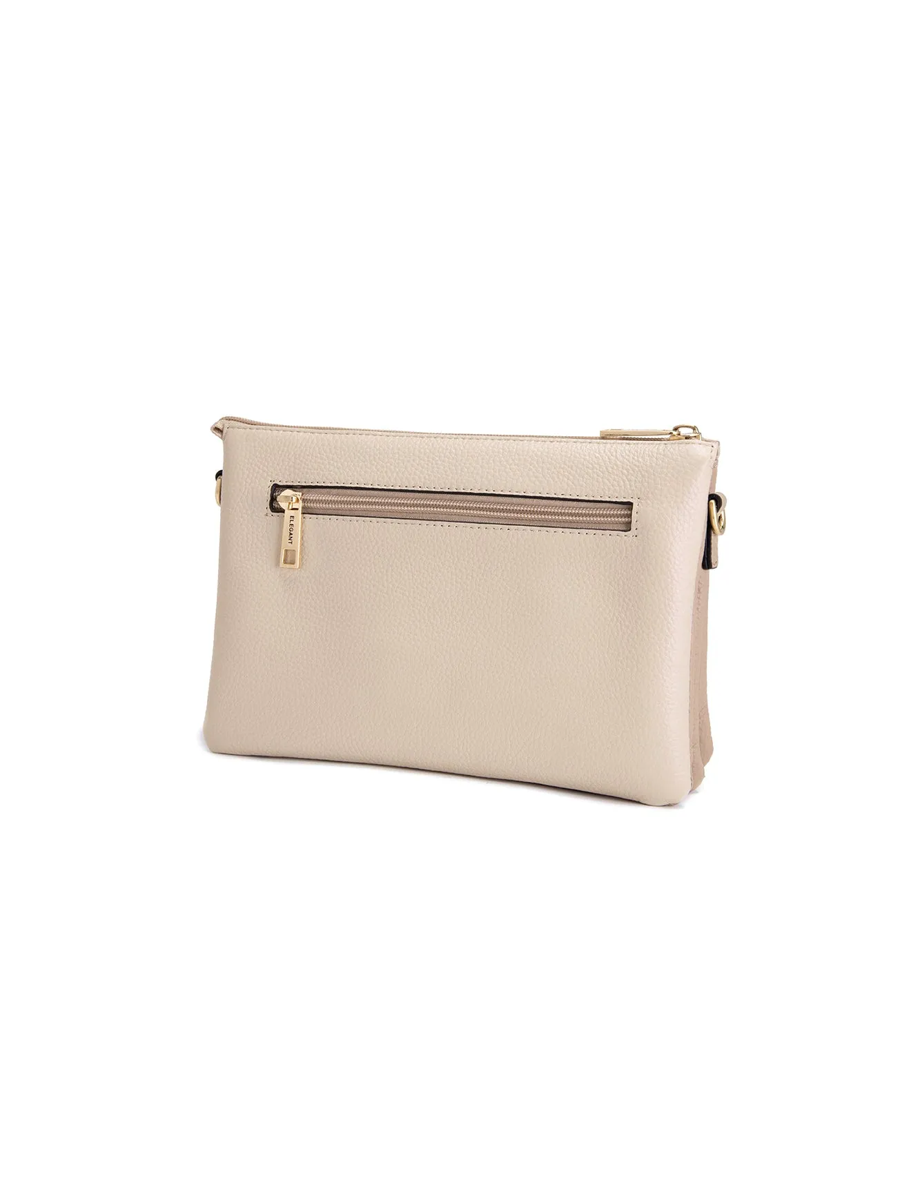 CLEO TRIPLE COMPARTMENT LEATHER XBODY BAG - E1-0841-IVORY/PUTTY