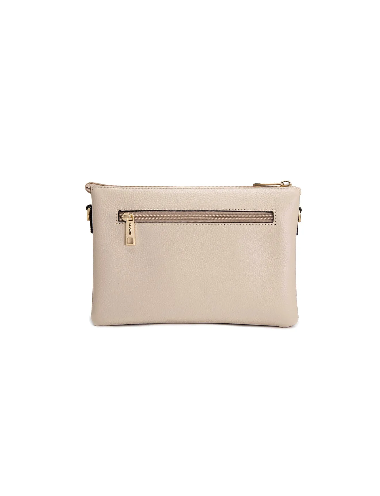 CLEO TRIPLE COMPARTMENT LEATHER XBODY BAG - E1-0841-IVORY/PUTTY