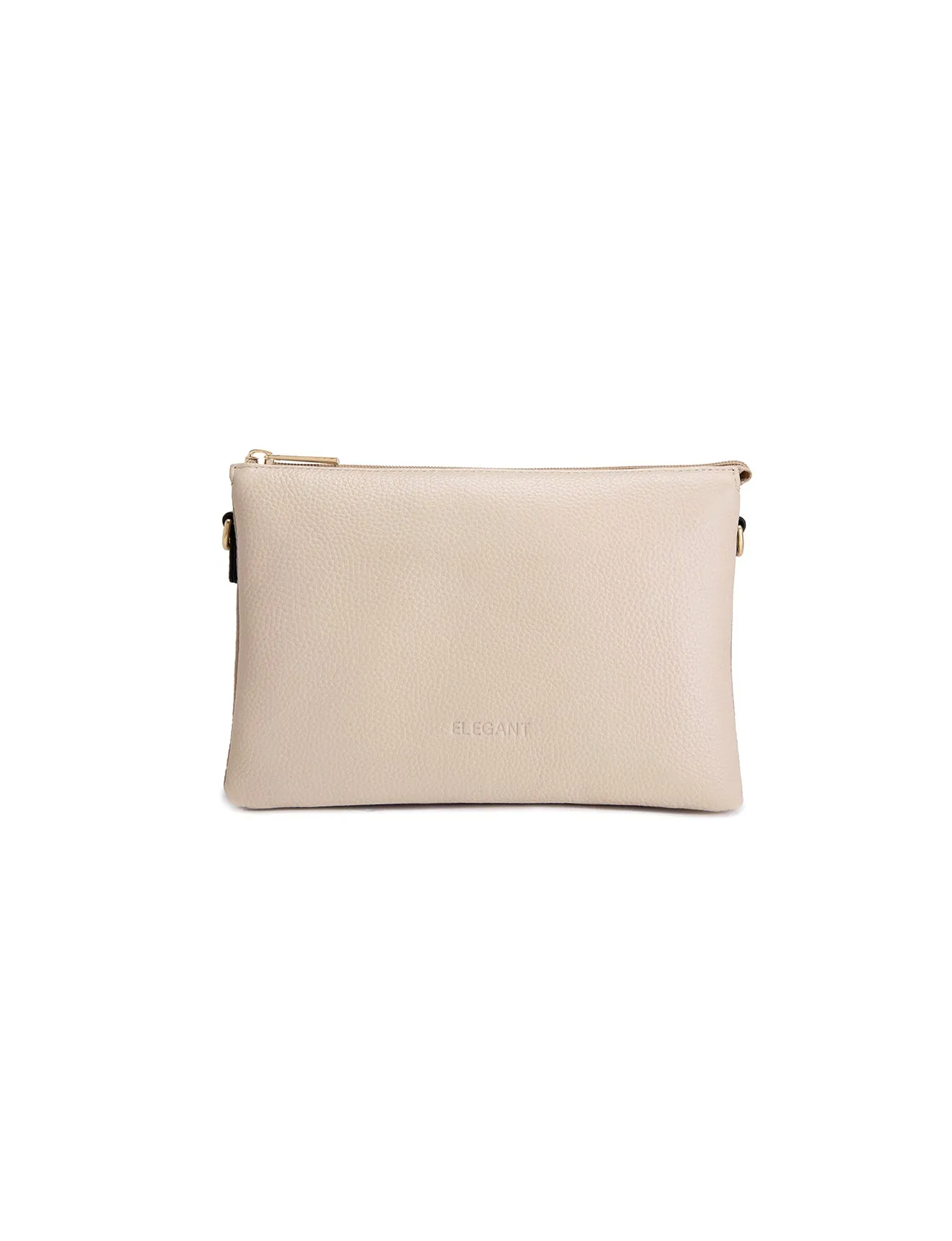 CLEO TRIPLE COMPARTMENT LEATHER XBODY BAG - E1-0841-IVORY/PUTTY