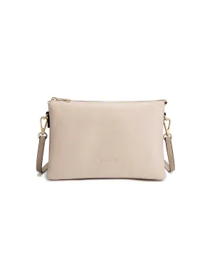CLEO TRIPLE COMPARTMENT LEATHER XBODY BAG - E1-0841-IVORY/PUTTY