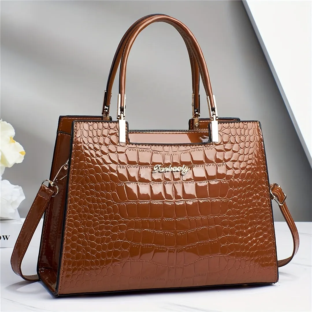 Crocodile Pattern Leather Handbag Multifunctional Crossbody Bag