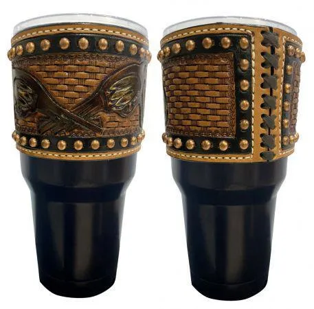 CROSSED PISTOL COPPER STUDDED 30 OX TUMBLER