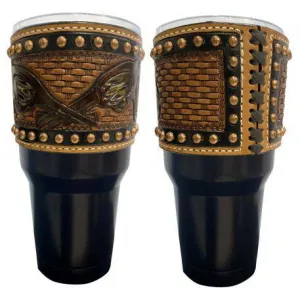 CROSSED PISTOL COPPER STUDDED 30 OX TUMBLER