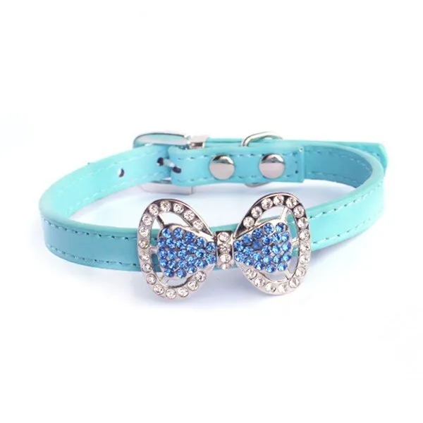 Crystal Bowknot PU Leather Puppy