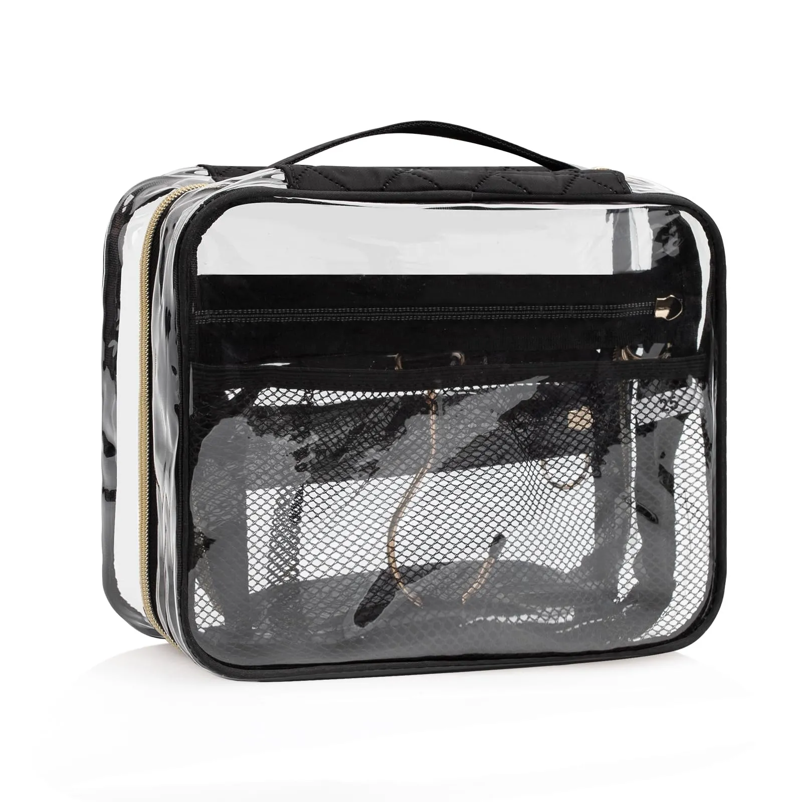 CUBETASTIC Clear Toiletry Bag for Men and Women, Transparent Travel Toiletry Bag with 360° Hanging Hook, Portable Makeup Cosmetic Organizer Case for Travelling Toiletries Accessories