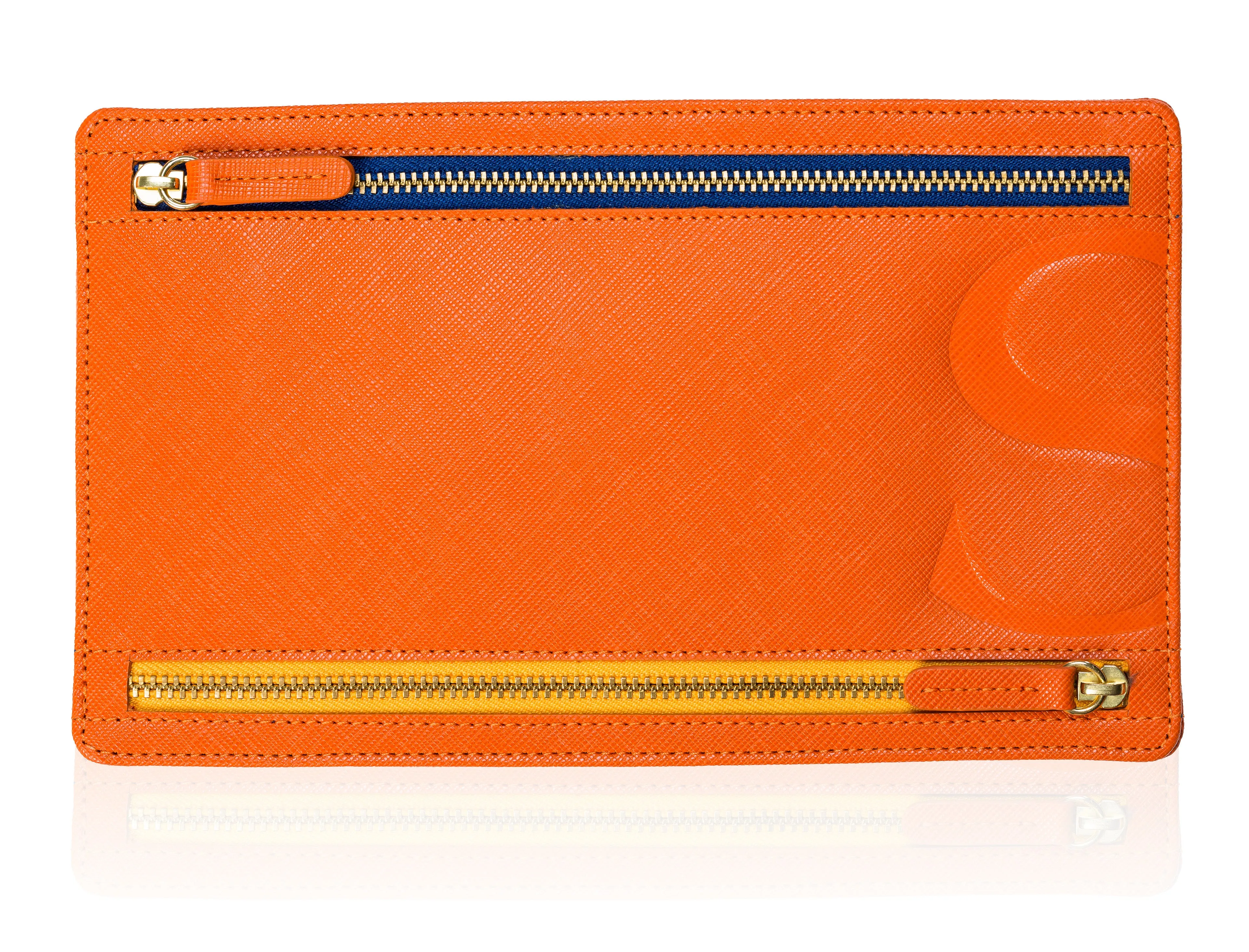 Currency Pouch in Blue Textured Leather