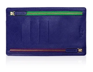 Currency Pouch in Blue Textured Leather