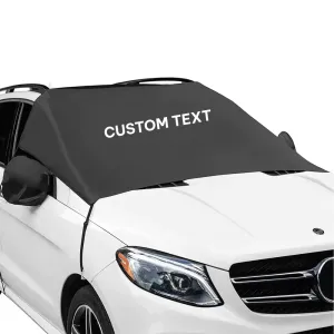 Custom Text For Car Windshield Snow Cover, Compatible with All Cars, Large Windshield Cover for Ice and Snow Frost with Removable Mirror Cover Protector, Wiper Front Window Protects Windproof UV Sunshade Cover RA15983