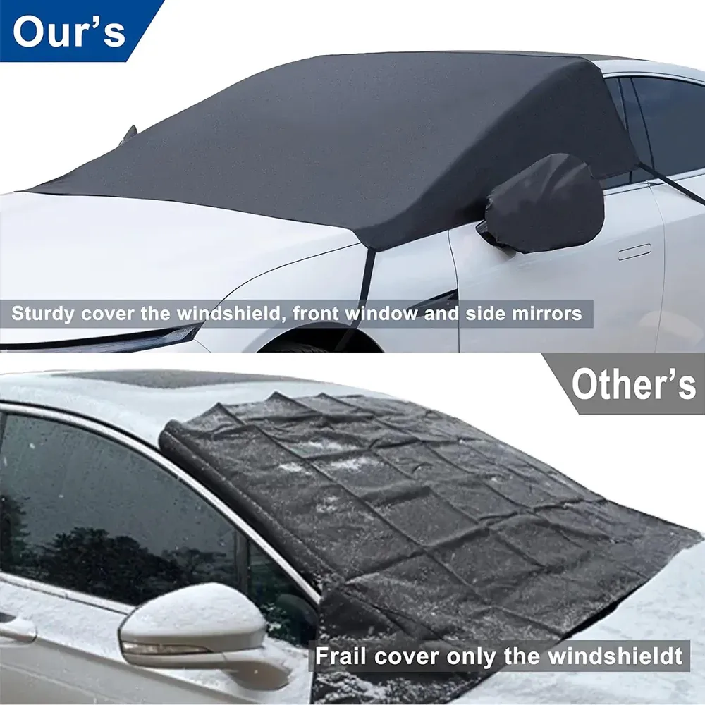 Custom Text For Car Windshield Snow Cover, Compatible with All Cars, Large Windshield Cover for Ice and Snow Frost with Removable Mirror Cover Protector, Wiper Front Window Protects Windproof UV Sunshade Cover RA15983