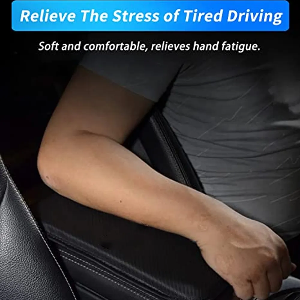 Custom Text For Center Console Pad, Compatible with All Cars, Carbon Fiber PU Leather Auto Armrest Cover Protector, Waterproof Car Armrest Seat Box Cover NS13991