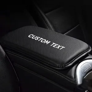 Custom Text For Center Console Pad, Compatible with All Cars, Carbon Fiber PU Leather Auto Armrest Cover Protector, Waterproof Car Armrest Seat Box Cover NS13991