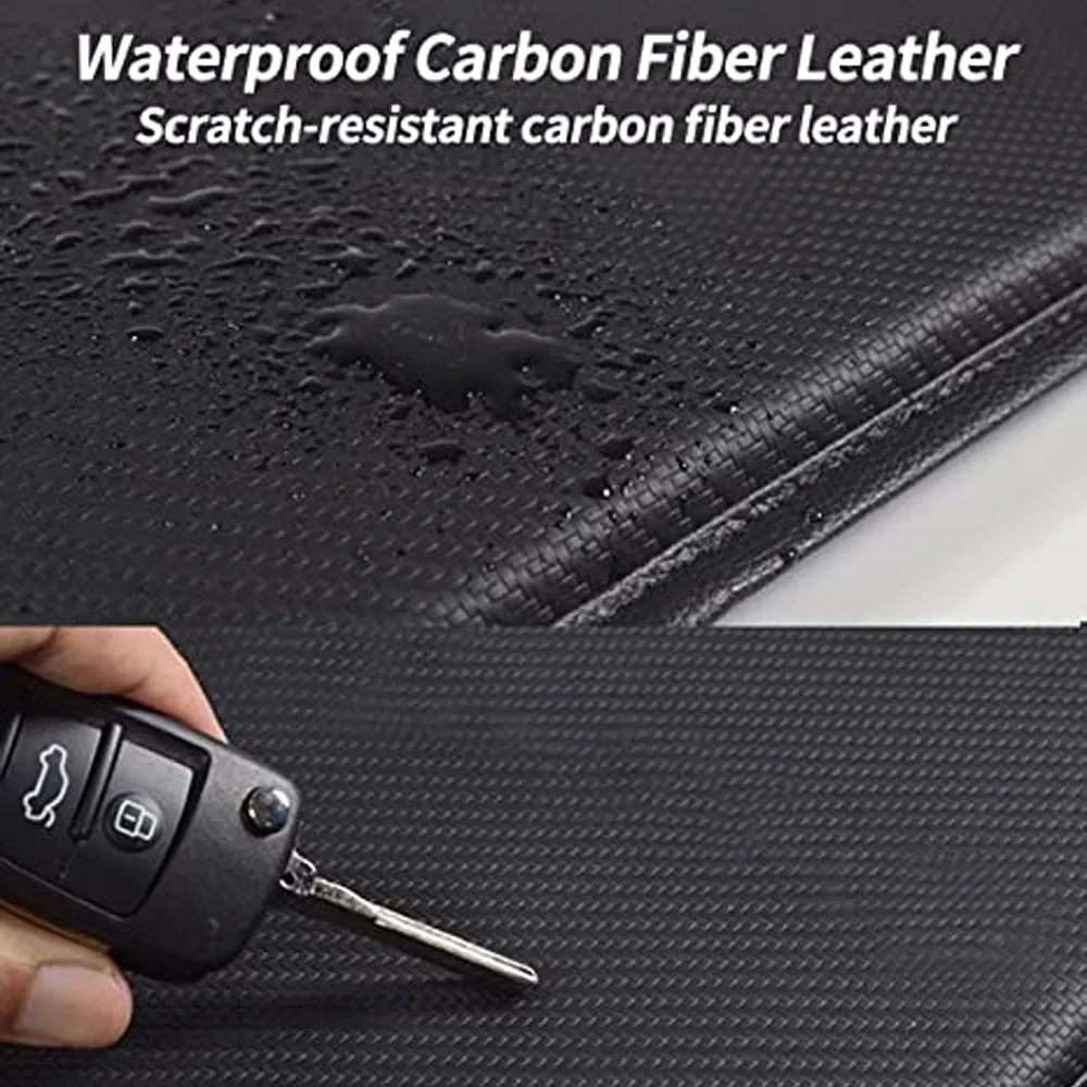 Custom Text For Center Console Pad, Compatible with All Cars, Carbon Fiber PU Leather Auto Armrest Cover Protector, Waterproof Car Armrest Seat Box Cover NS13991