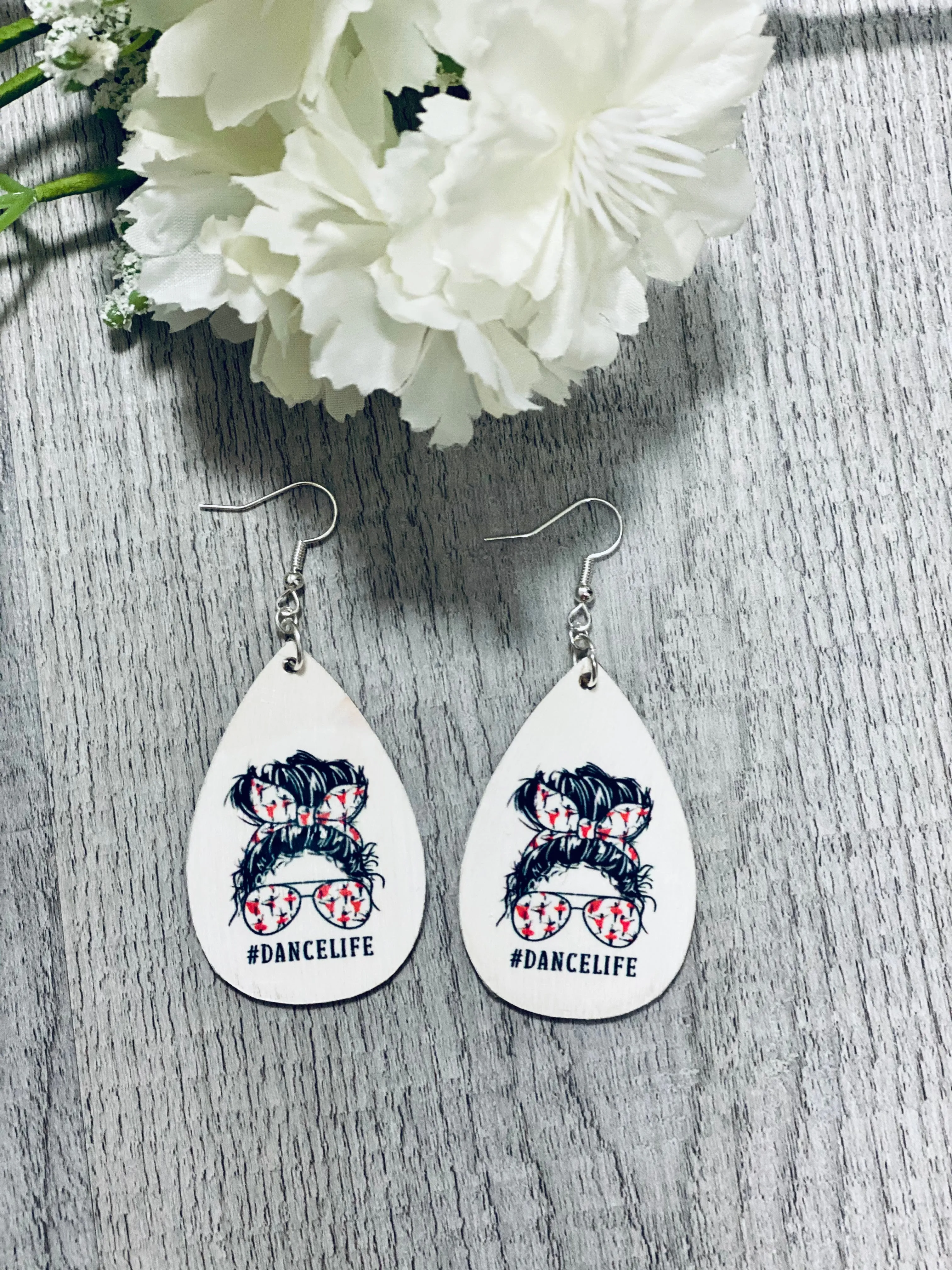 Dance Mom Life Wooden Earrings