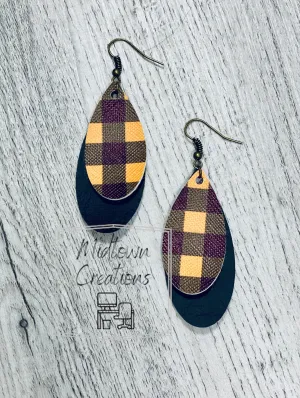 Double Layer Buffalo Plaid-Black Earrings