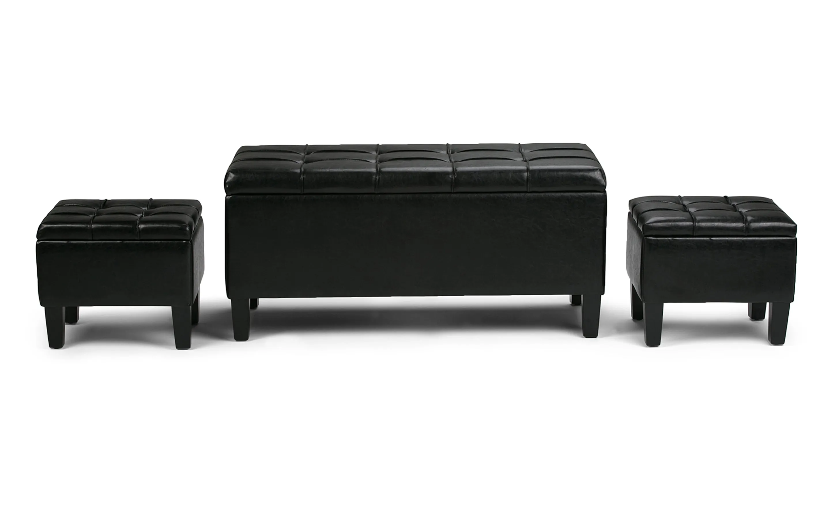 Dover 3 Pc Storage Ottoman in Vegan Leather