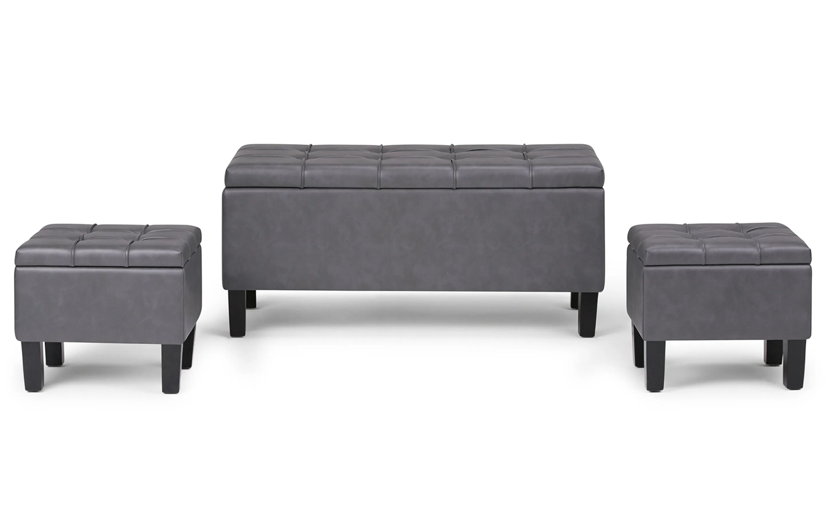 Dover 3 Pc Storage Ottoman in Vegan Leather