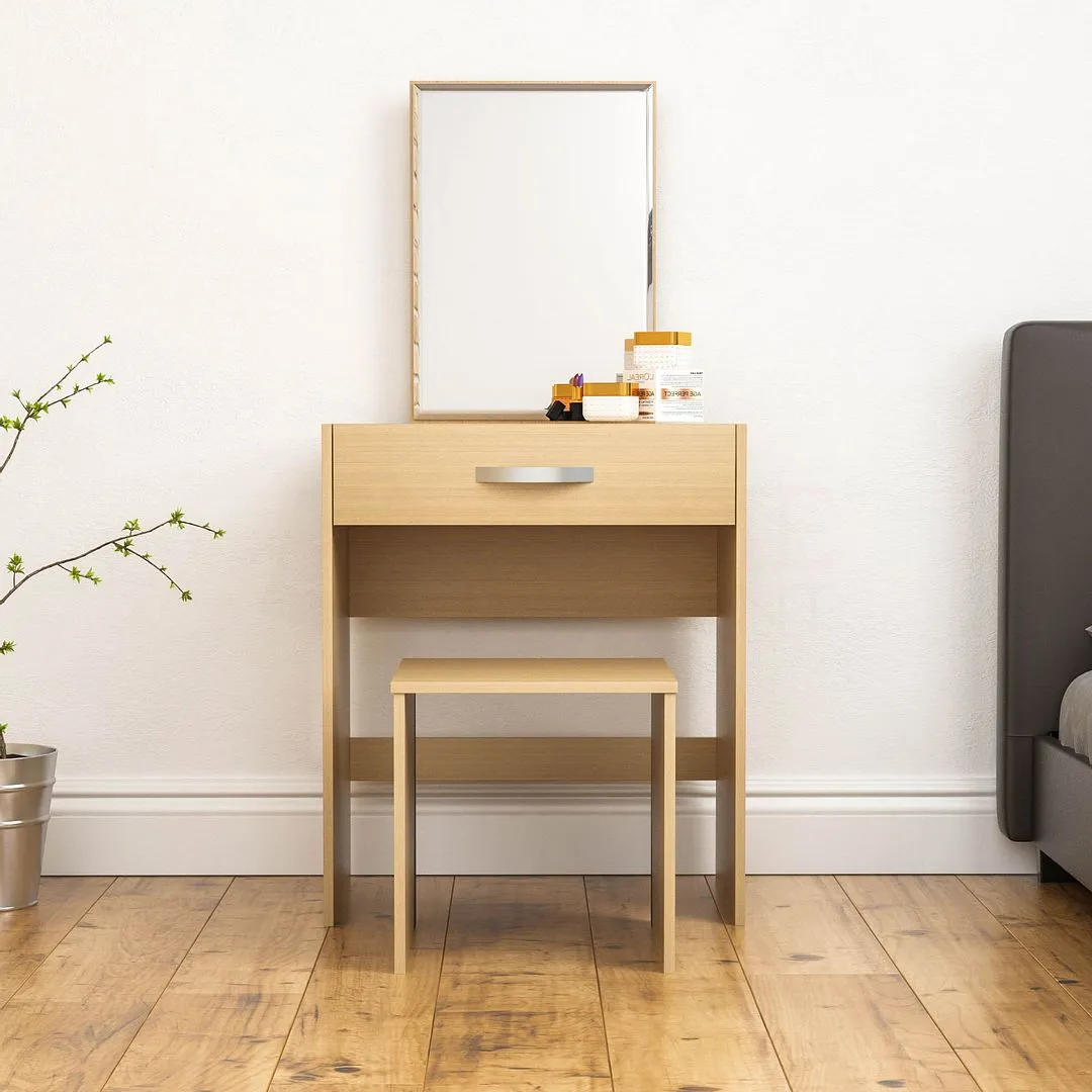 Dressing Table 1 Drawer Mirror & Stool Set
