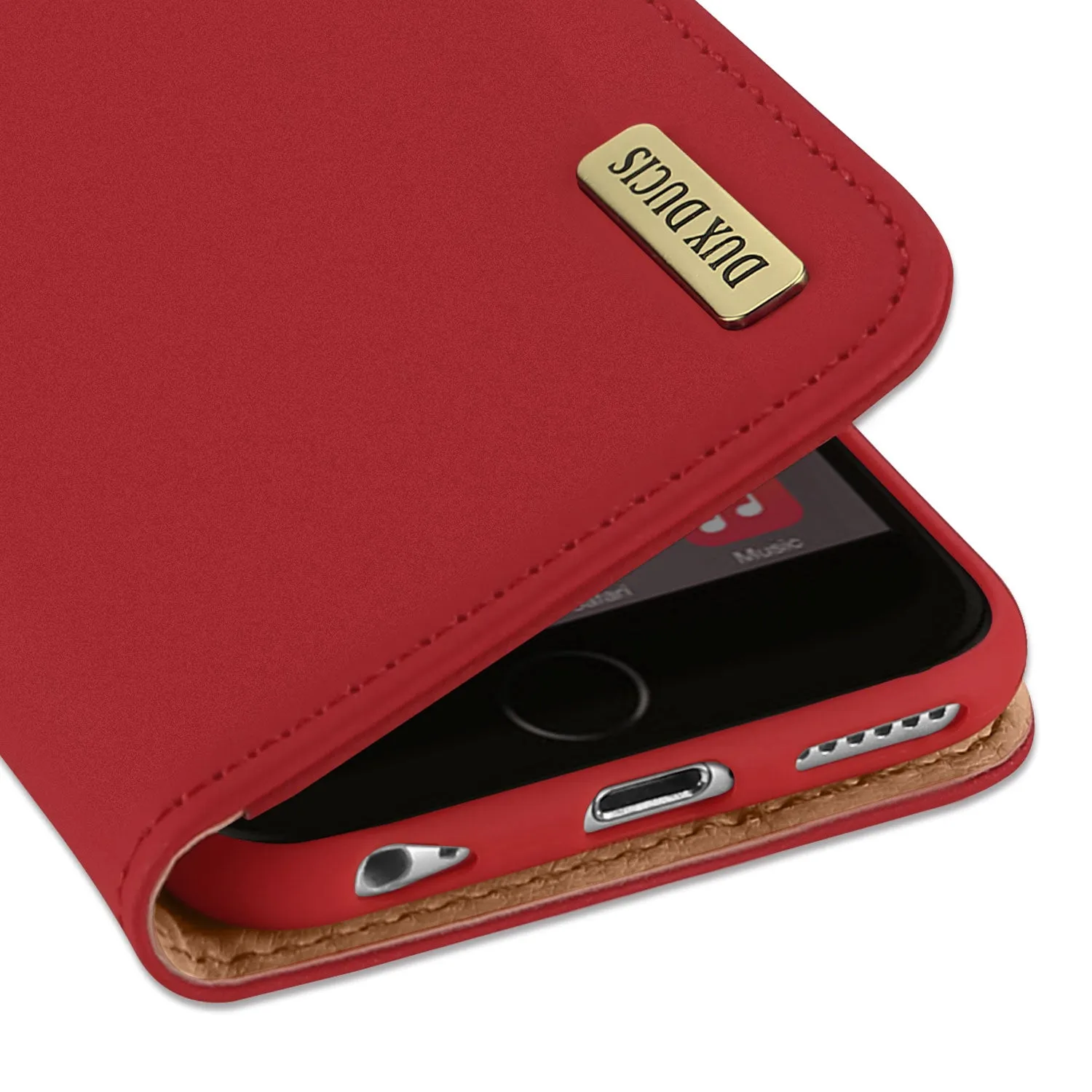 DUX DUCIS For iPhone 6/6s Luxury Genuine Leather Magnetic Flip Cover Full Protective Case with Bracket Card Slot Khaki