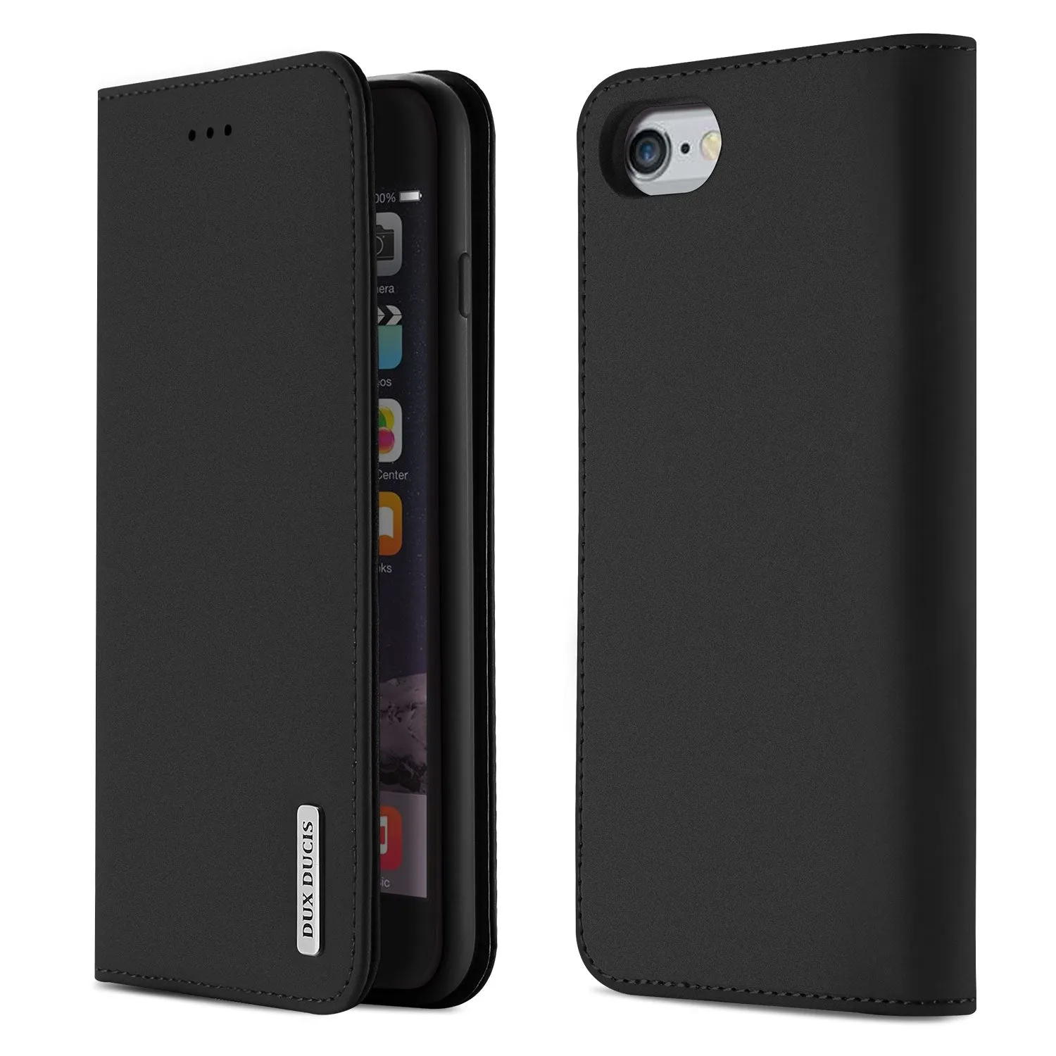 DUX DUCIS For iPhone 6/6s Luxury Genuine Leather Magnetic Flip Cover Full Protective Case with Bracket Card Slot Khaki