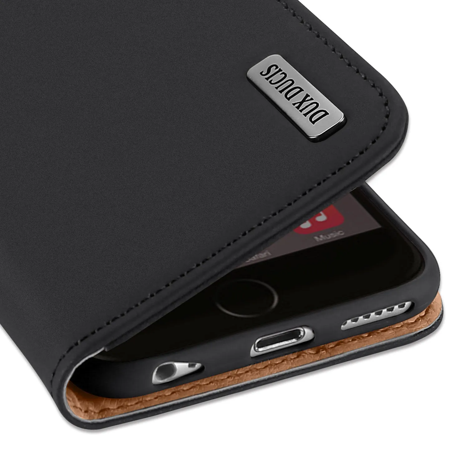 DUX DUCIS For iPhone 6/6s Luxury Genuine Leather Magnetic Flip Cover Full Protective Case with Bracket Card Slot Khaki