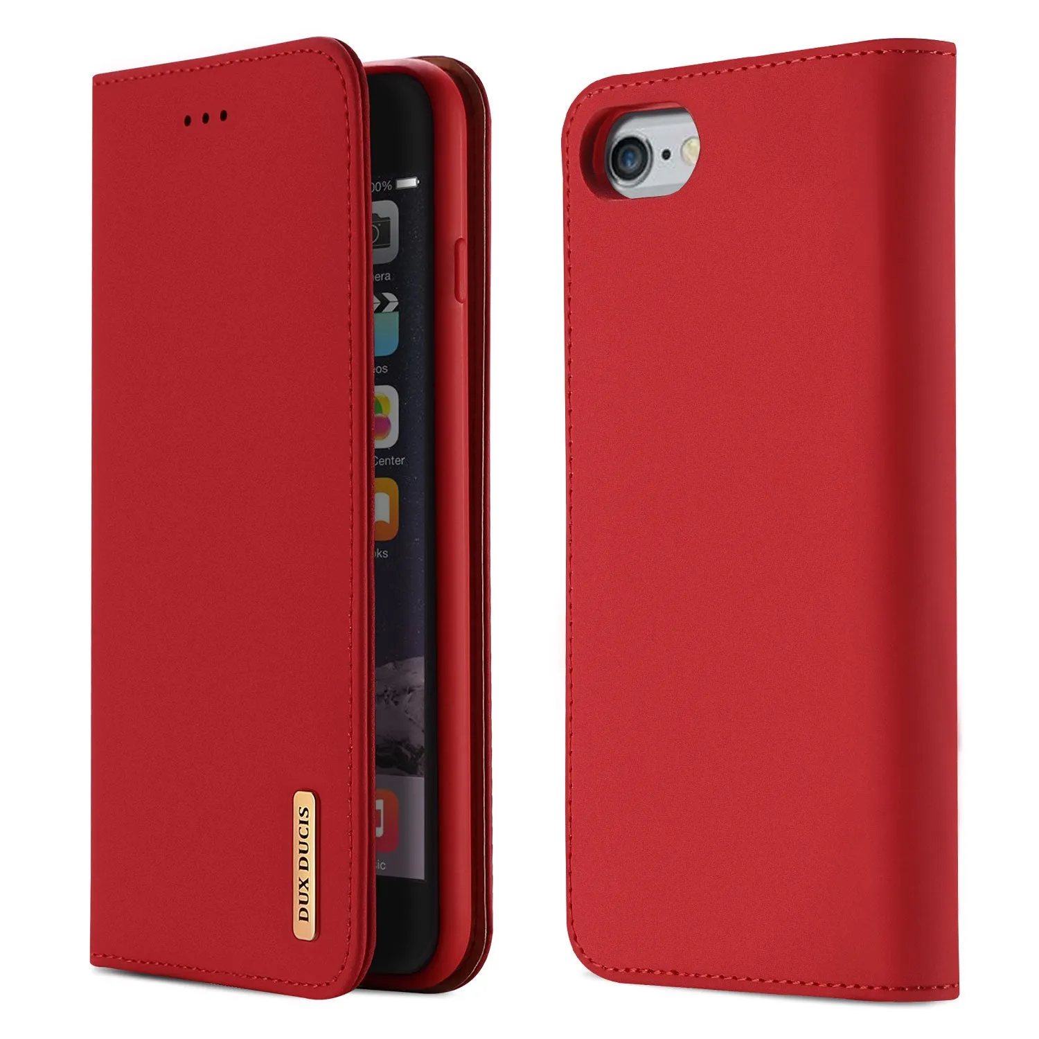 DUX DUCIS For iPhone 6/6s Luxury Genuine Leather Magnetic Flip Cover Full Protective Case with Bracket Card Slot Khaki