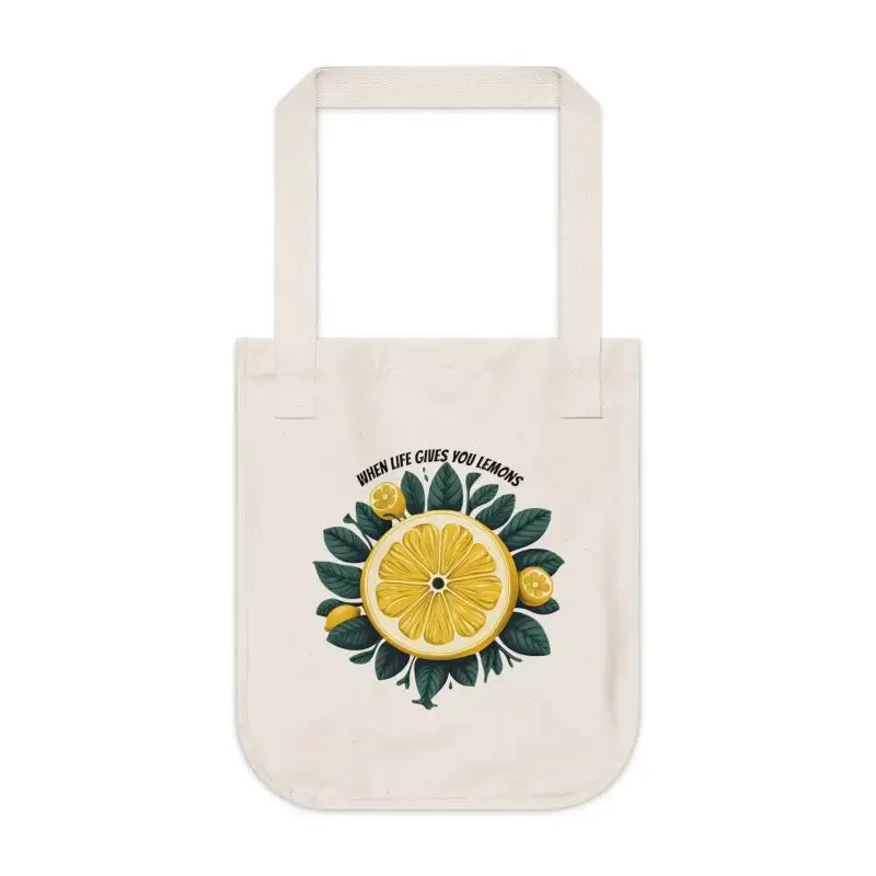 Eco Chic Lemons Canvas Tote with Sliced Lemon Print