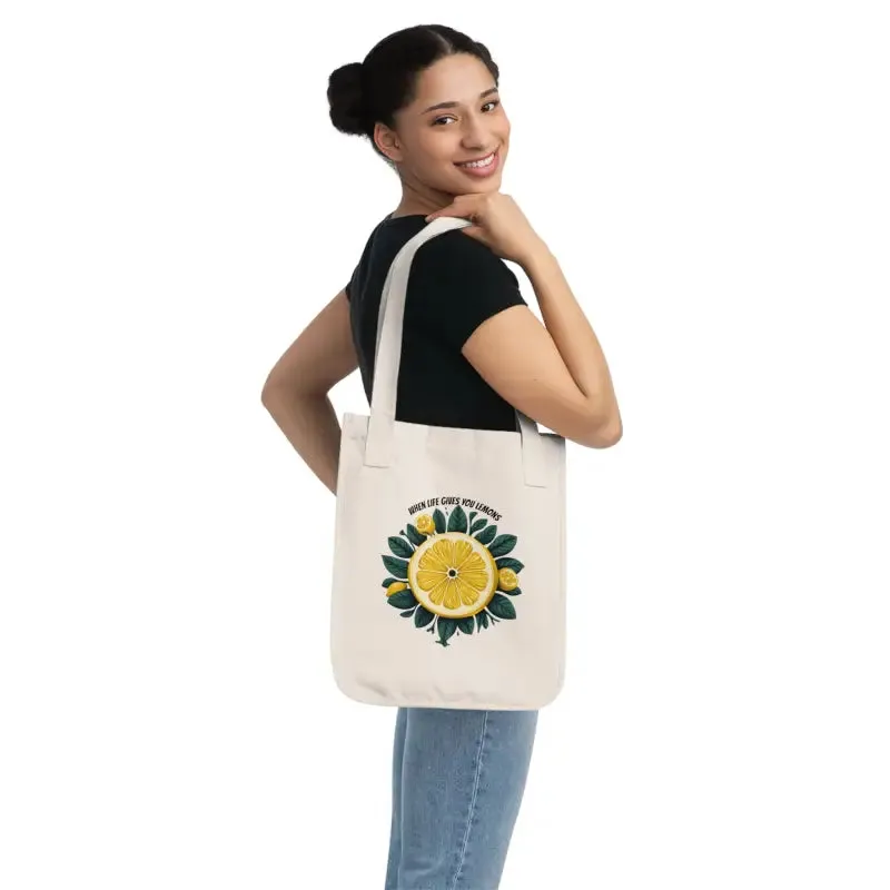 Eco Chic Lemons Canvas Tote with Sliced Lemon Print