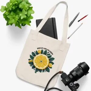 Eco Chic Lemons Canvas Tote with Sliced Lemon Print