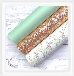 ⋅ Elaine ⋅ Green Gold Orange Vegan Faux Leather & Glitter Bundle