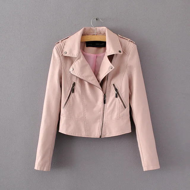 Fashion Women Motorcycle Faux Soft Leather Jackets Female Winter Autumn Brown Black Coat Outwear