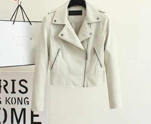 Fashion Women Motorcycle Faux Soft Leather Jackets Female Winter Autumn Brown Black Coat Outwear