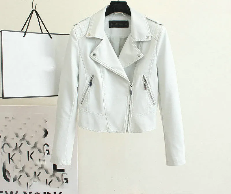 Fashion Women Motorcycle Faux Soft Leather Jackets Female Winter Autumn Brown Black Coat Outwear