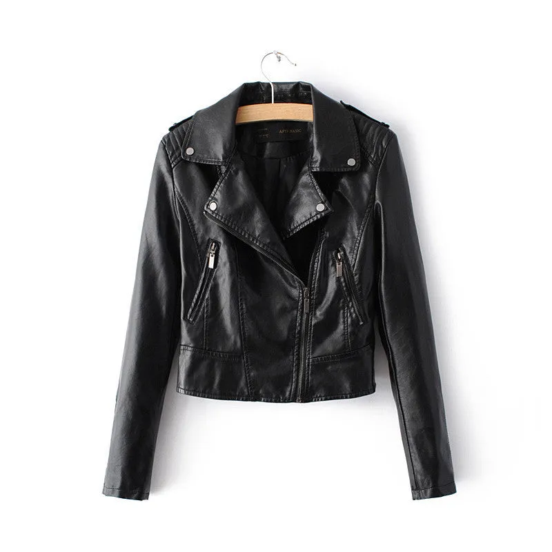 Fashion Women Motorcycle Faux Soft Leather Jackets Female Winter Autumn Brown Black Coat Outwear