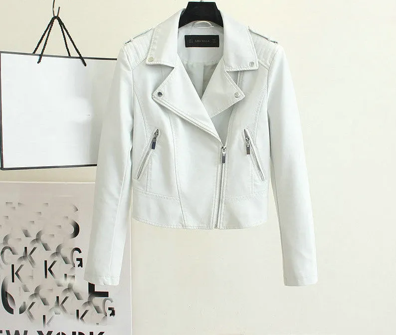 Fashion Women Motorcycle Faux Soft Leather Jackets Female Winter Autumn Brown Black Coat Outwear