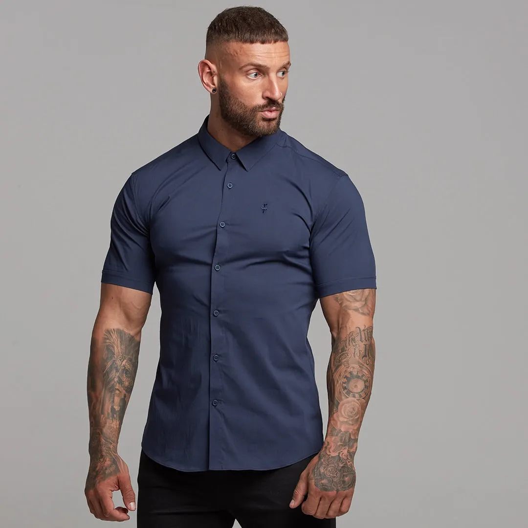 Father Sons Super Slim Stretch Classic Navy Short Sleeve - FS181