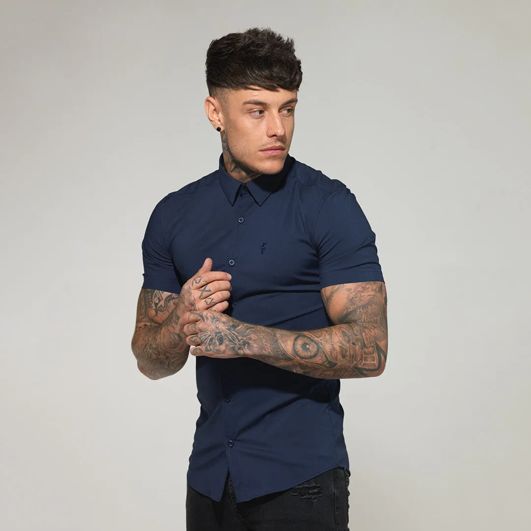 Father Sons Super Slim Stretch Classic Navy Short Sleeve - FS181