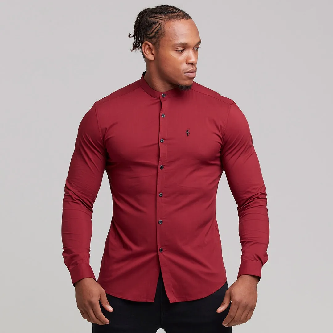 Father Sons Super Slim Stretch Classic Oxblood Grandad Collar - FS294