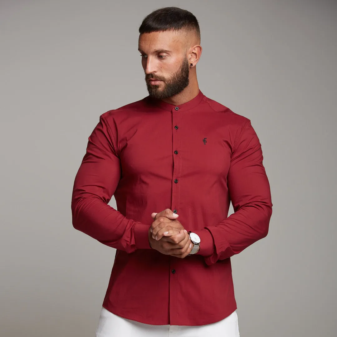 Father Sons Super Slim Stretch Classic Oxblood Grandad Collar - FS294