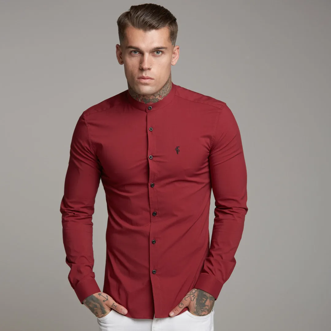 Father Sons Super Slim Stretch Classic Oxblood Grandad Collar - FS294
