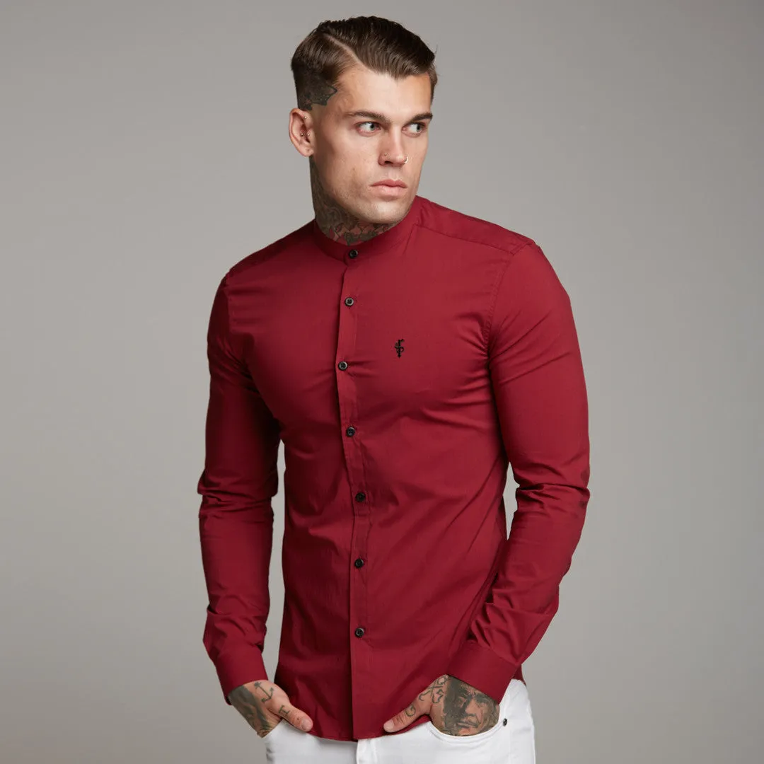 Father Sons Super Slim Stretch Classic Oxblood Grandad Collar - FS294